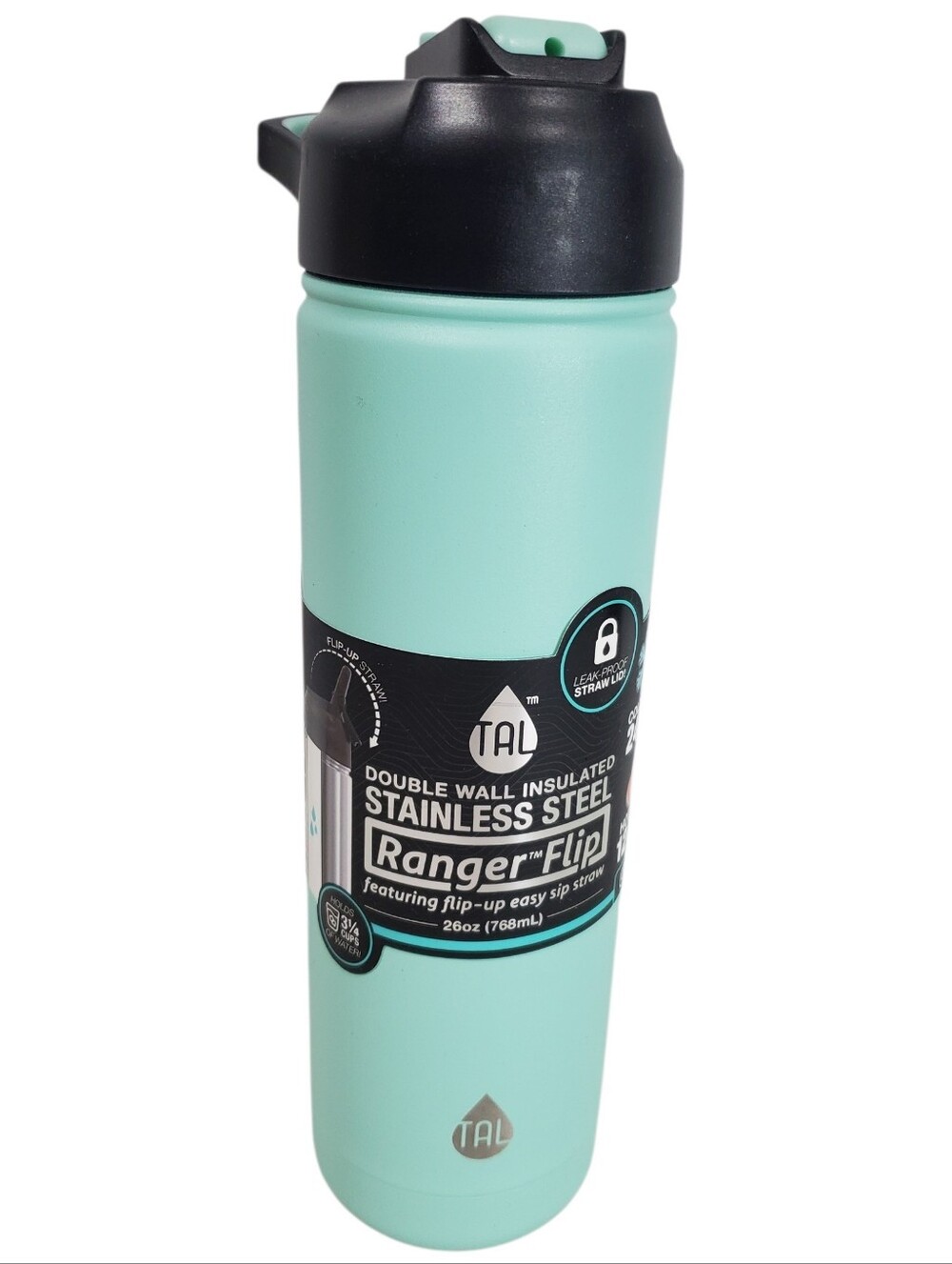 Tal Ranger Flip Water Hydration Bottle 26 Ounces Mint Green Stainless Steel